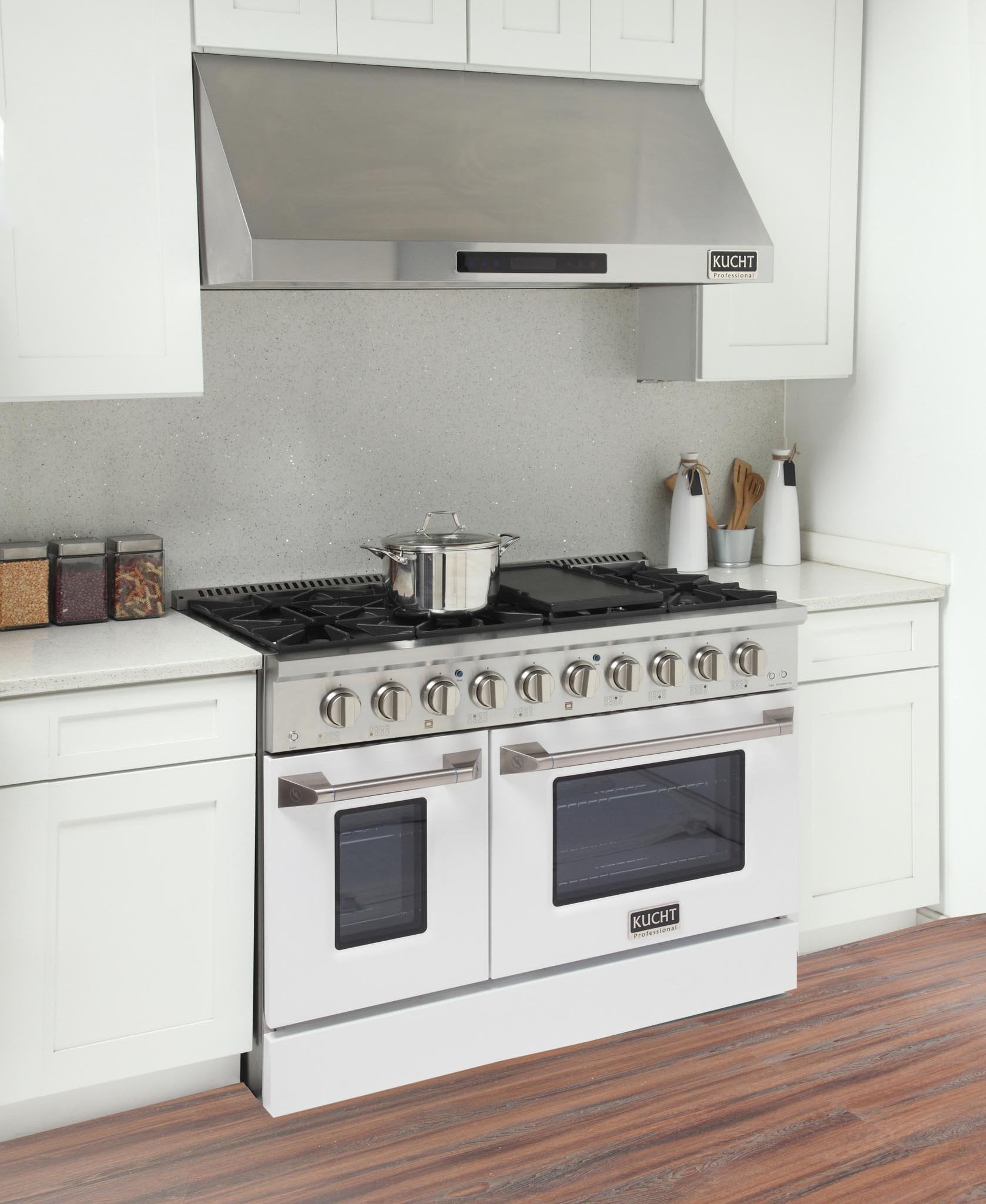 Kucht 48-Inch 6.7 Cu. Ft. Gas Range with Grill/Griddle in White KNG481-W