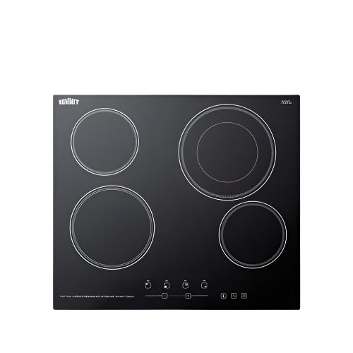Summit 24" Wide 230V 4-Burner Radiant Cooktop