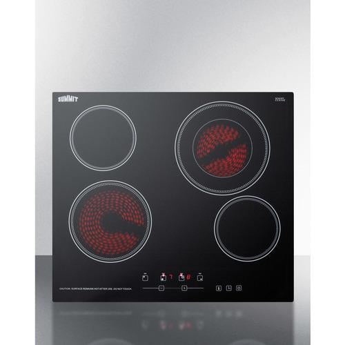 Summit 24" Wide 230V 4-Burner Radiant Cooktop