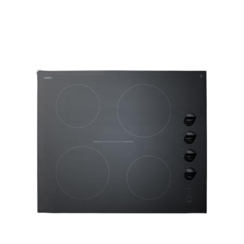 Summit 24" Wide 230V 4-Burner Radiant Cooktop - CR4B242BL