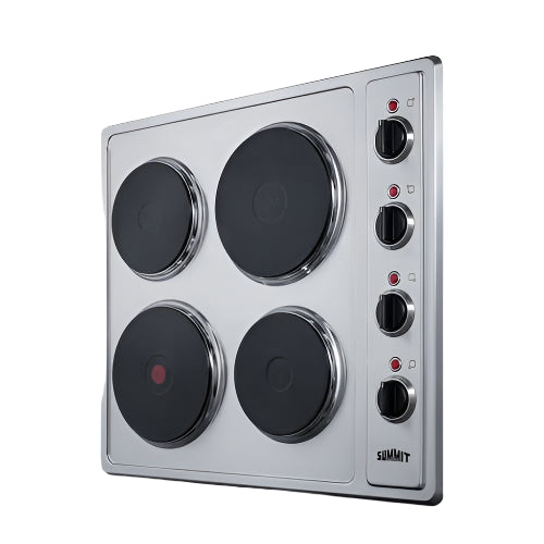 Summit 24" Wide 230V 4-Burner Solid Disk Cooktop