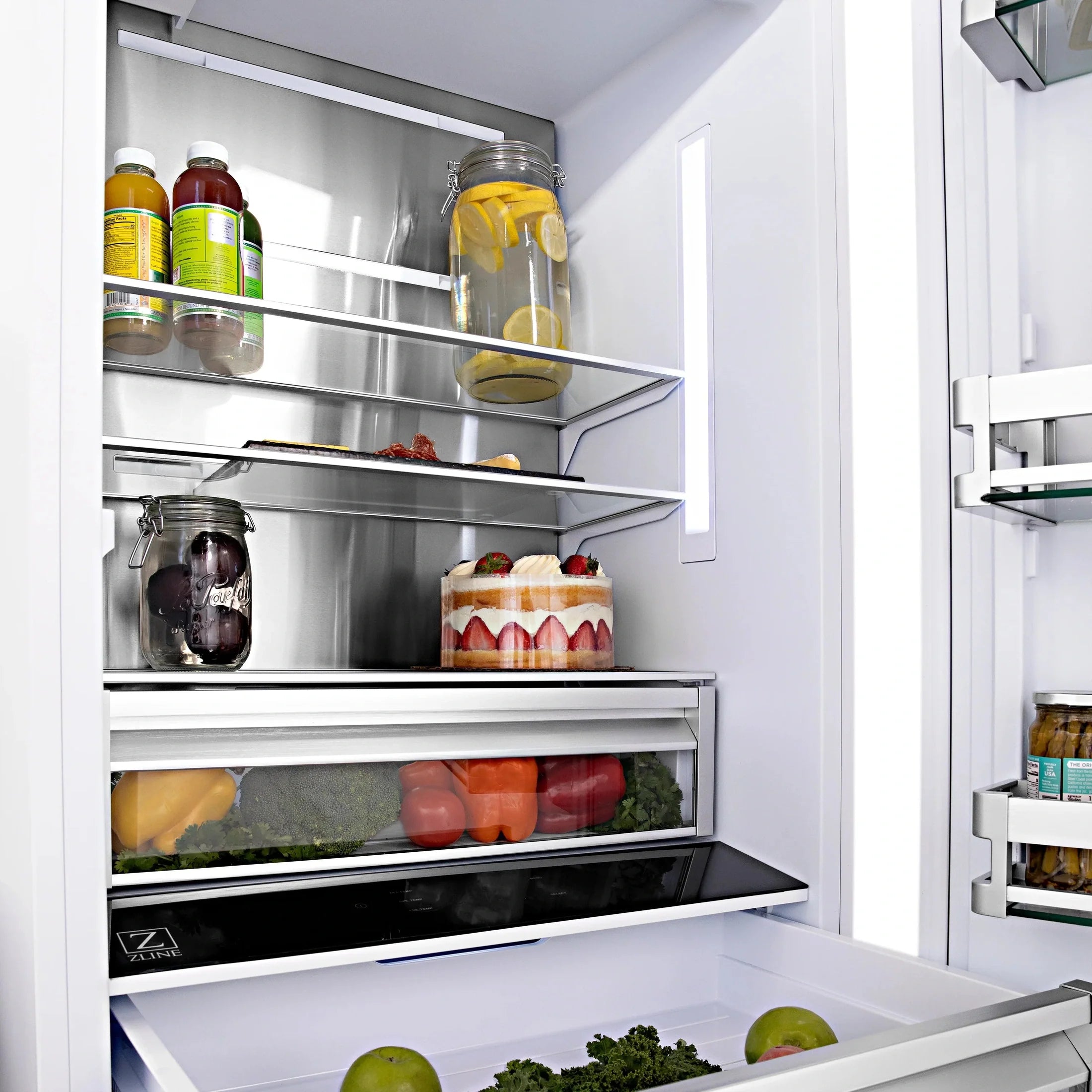 ZLINE 60" 32.2 cu. ft. Built-In 4-Door French Door Refrigerator with Internal Water and Ice Dispenser in Black Stainless Steel RBIV-BS-60