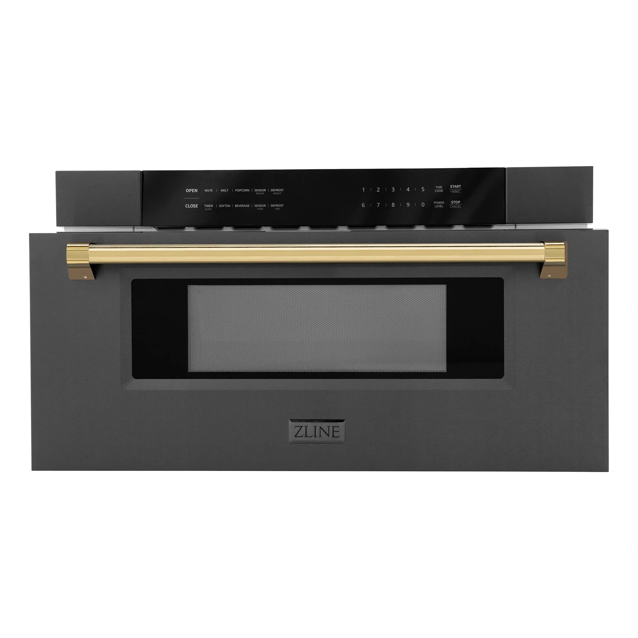 ZLINE Autograph Edition 30" 1.2 cu. ft. Built-in Microwave Drawer in Black Stainless Steel with Accents MWDZ-30-BS