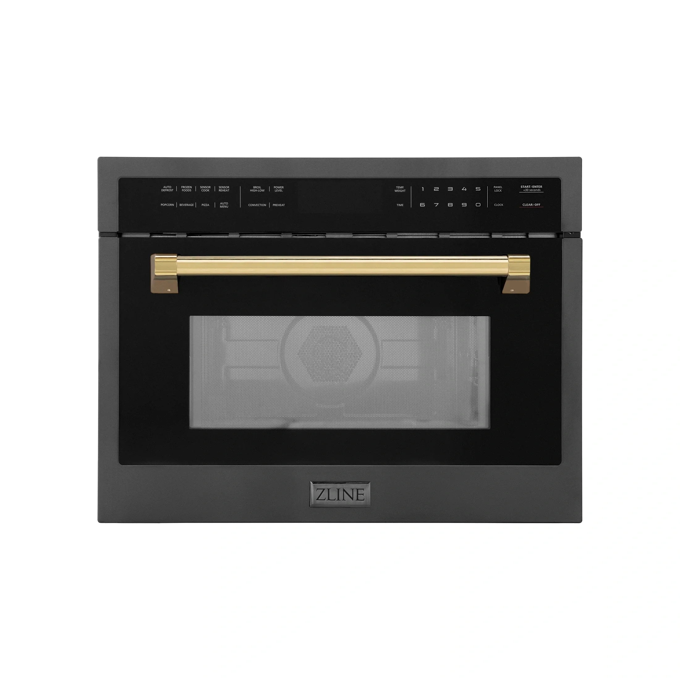 ZLINE Autograph Edition 24" 1.6 cu ft. Built-in Convection Microwave Oven in Black Stainless Steel with Accents MWOZ-24-BS