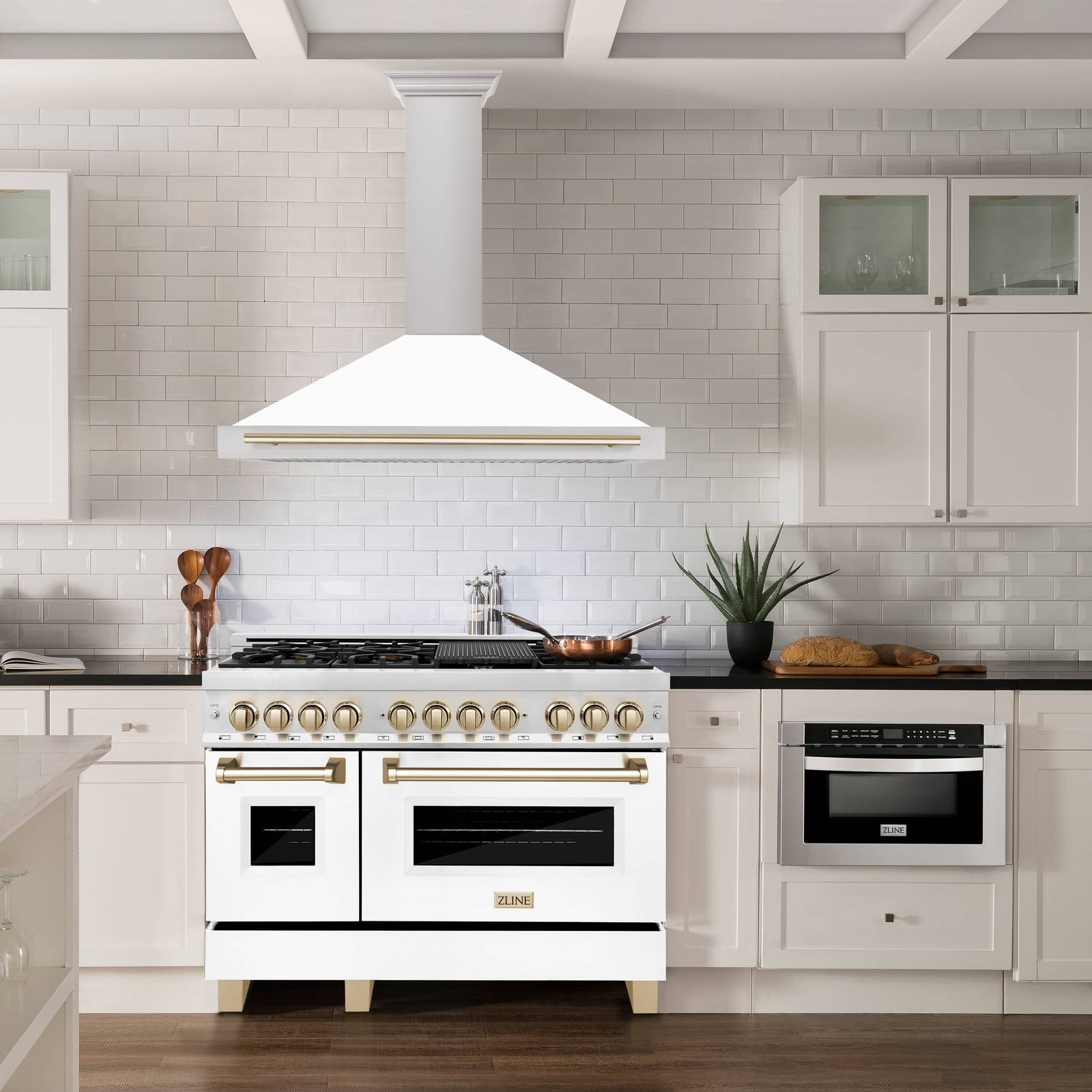 ZLINE 48" Autograph Edition Stainless Steel Range Hood with White Matte Shell KB4STZ-WM48