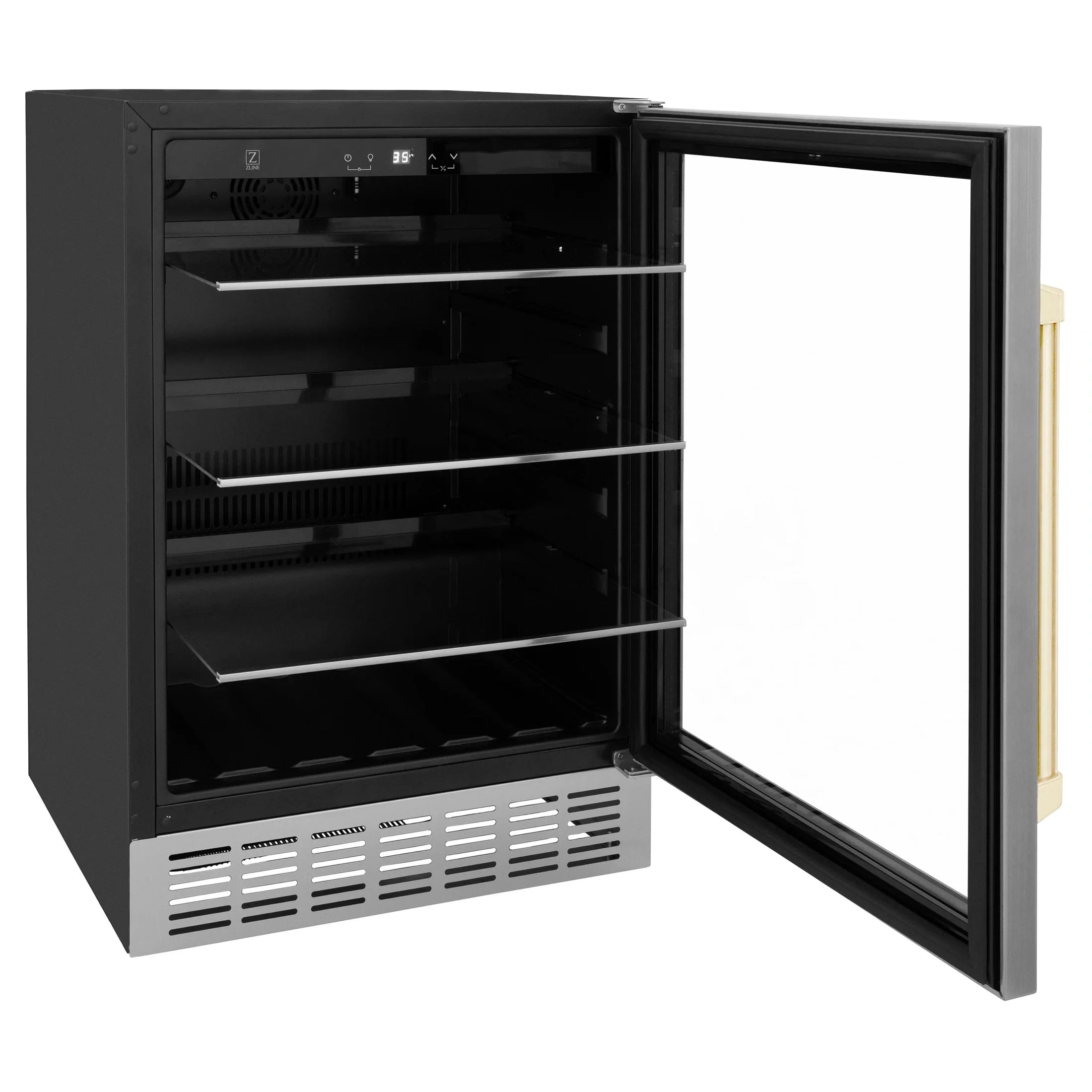 ZLINE 24 in. Monument Autograph Edition 154 Can Beverage Fridge in Stainless Steel with Accents RBVZ-US-24