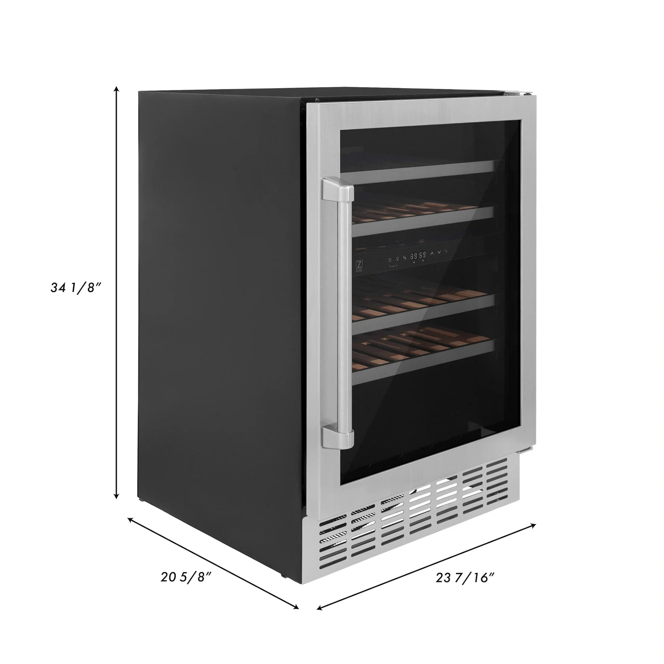 ZLINE 24 in. Monument Autograph Edition Dual Zone 44-Bottle Wine Cooler in Stainless Steel with Accents RWVZ-UD-24