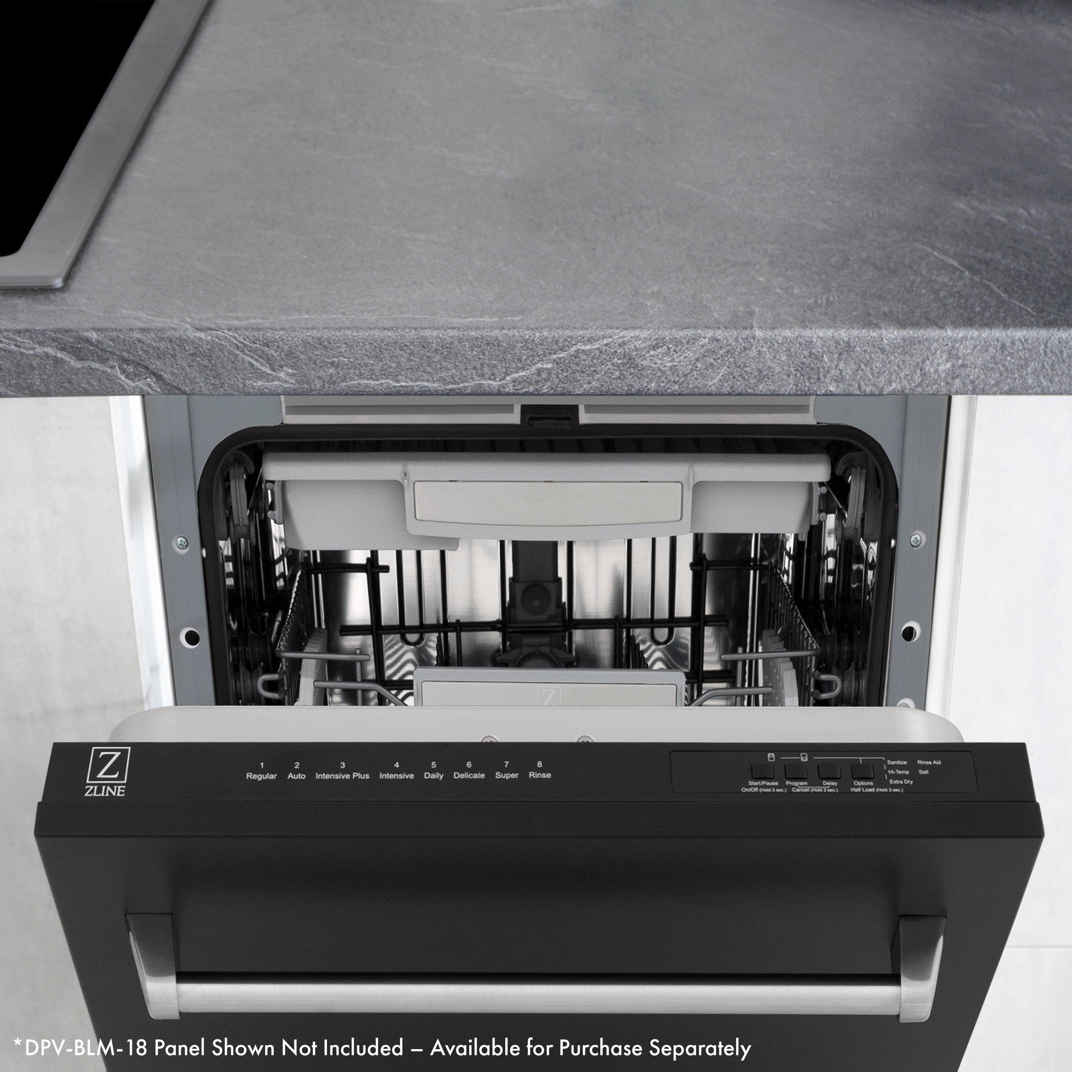 ZLINE 18" Compact Top Control Dishwasher in Custom Panel