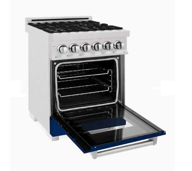 ZLINE 24" Professional Dual Fuel Range in Dura Snow Stainless Steel with Color Door Options