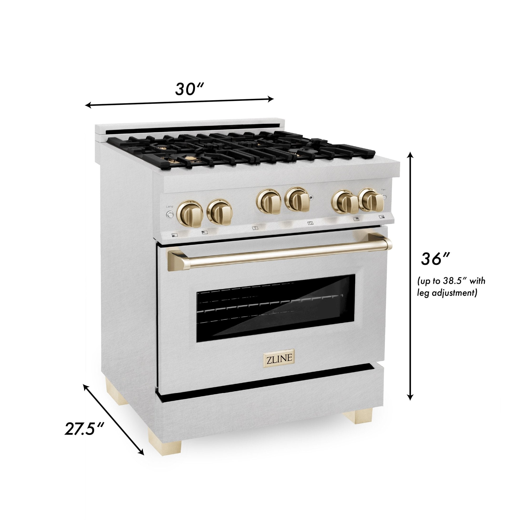 ZLINE 30" 4.0 cu. ft. Range with Gas Stove and Gas Oven in DuraSnow Stainless Steel with Accents