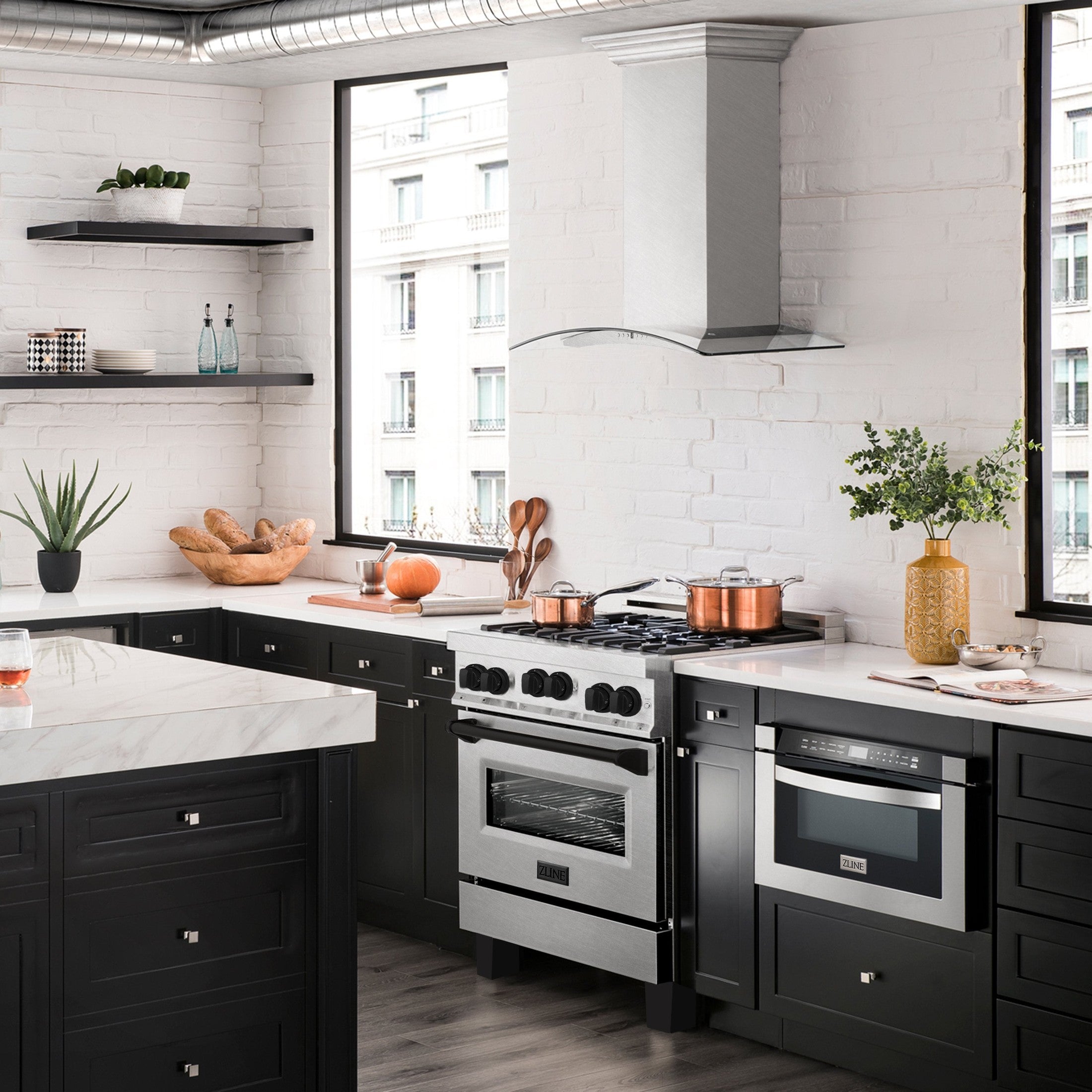 ZLINE 30" 4.0 cu. ft. Range with Gas Stove and Gas Oven in DuraSnow Stainless Steel with Accents