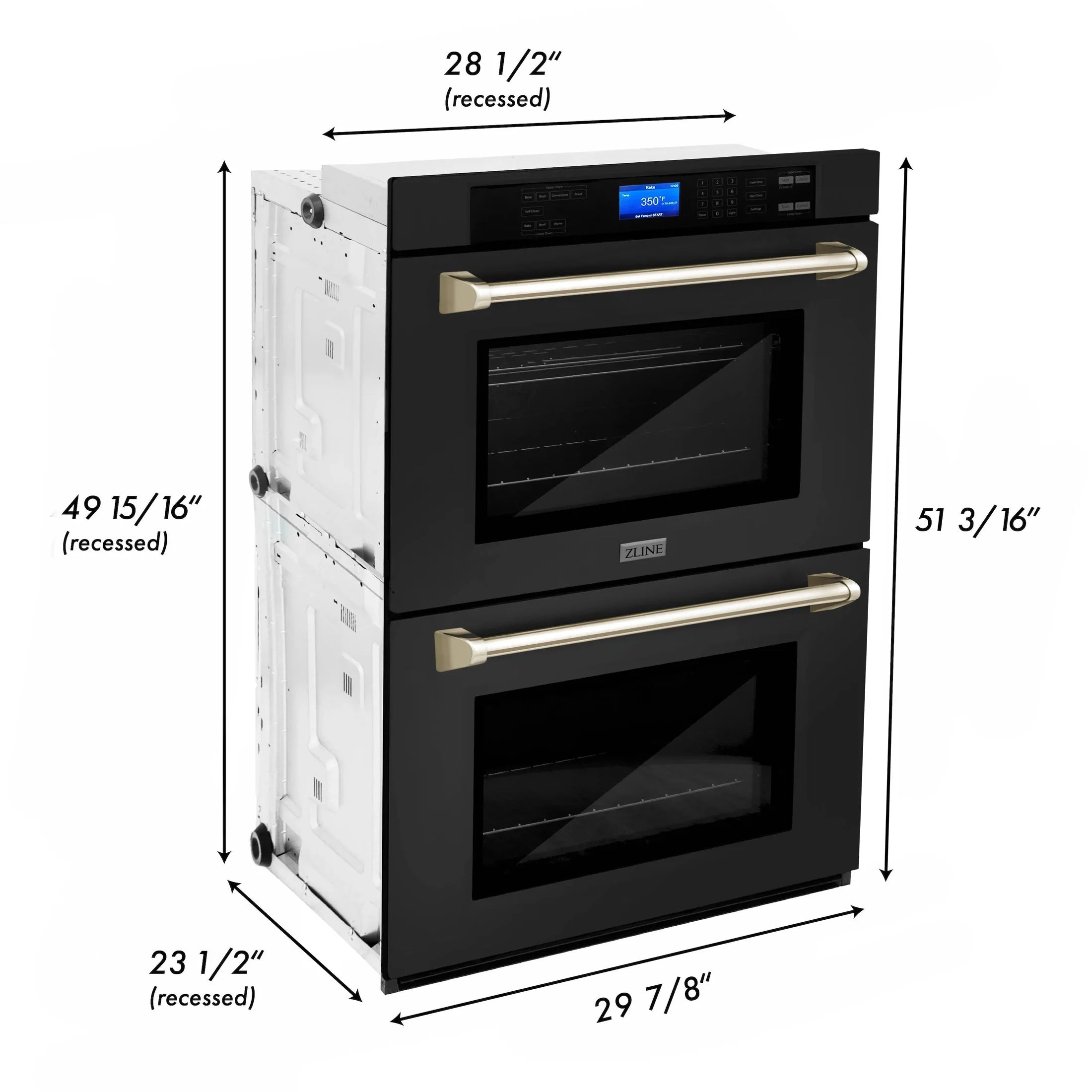 ZLINE 30" Autograph Edition Double Wall Oven with Self Clean and True Convection in Black Stainless Steel
