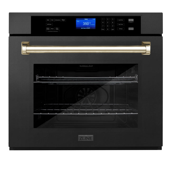 ZLINE 30" Autograph Edition Single Wall Oven with Self Clean and True Convection in Black Stainless Steel AWSZ-30-BS