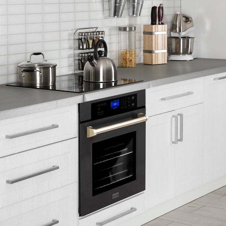 ZLINE 30" Autograph Edition Single Wall Oven with Self Clean and True Convection in Black Stainless Steel AWSZ-30-BS