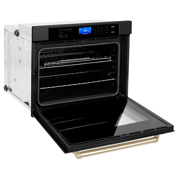 ZLINE 30" Autograph Edition Single Wall Oven with Self Clean and True Convection in Black Stainless Steel AWSZ-30-BS