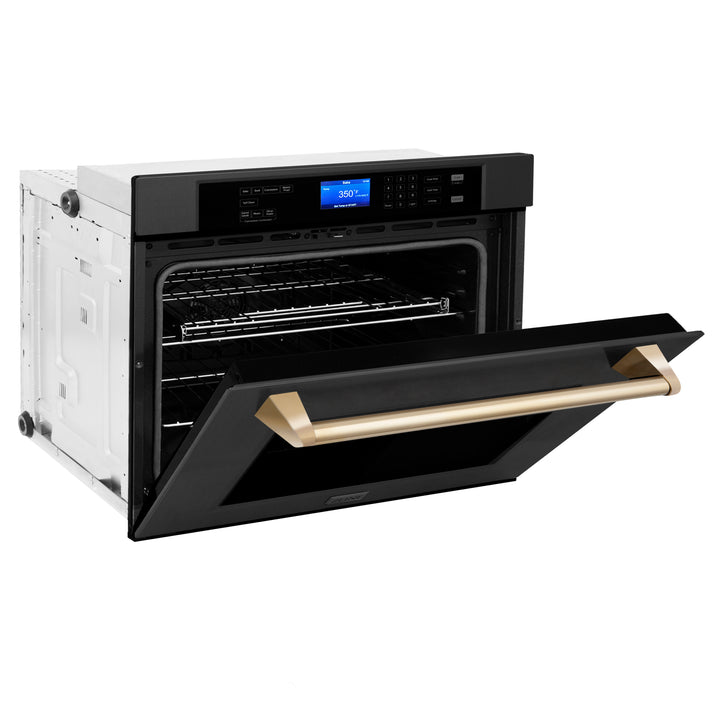ZLINE 30" Autograph Edition Single Wall Oven with Self Clean and True Convection in Black Stainless Steel AWSZ-30-BS