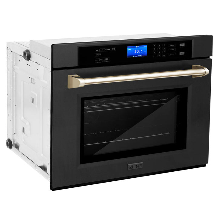 ZLINE 30" Autograph Edition Single Wall Oven with Self Clean and True Convection in Black Stainless Steel AWSZ-30-BS