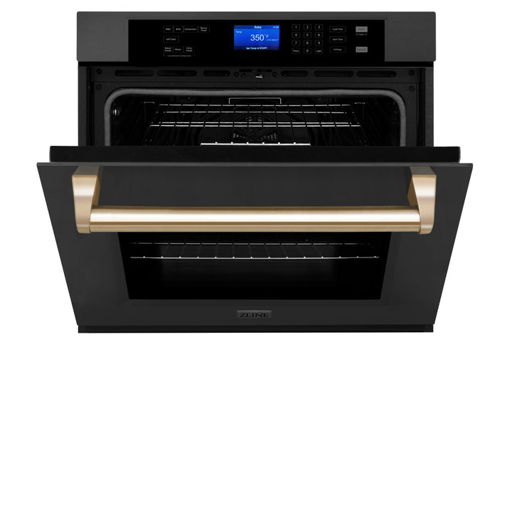 ZLINE 30" Autograph Edition Single Wall Oven with Self Clean and True Convection in Black Stainless Steel AWSZ-30-BS