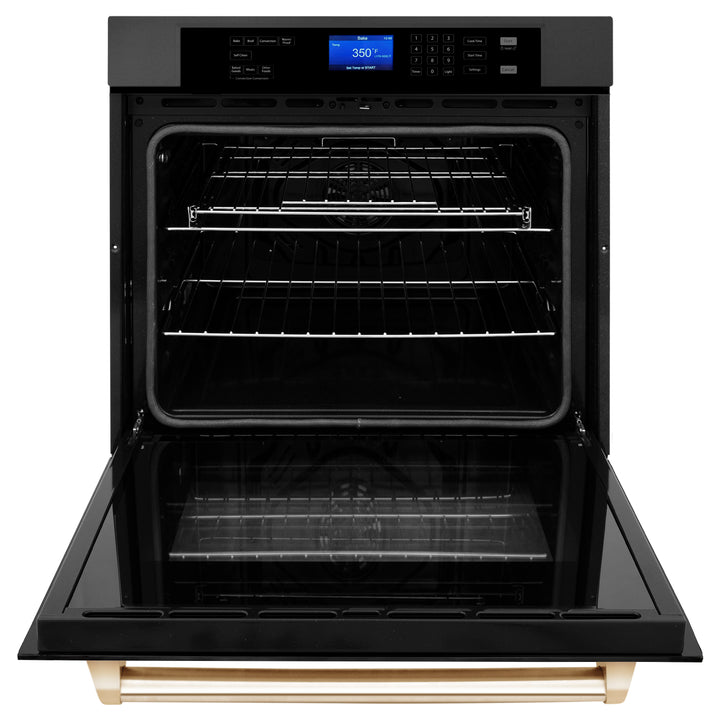 ZLINE 30" Autograph Edition Single Wall Oven with Self Clean and True Convection in Black Stainless Steel AWSZ-30-BS