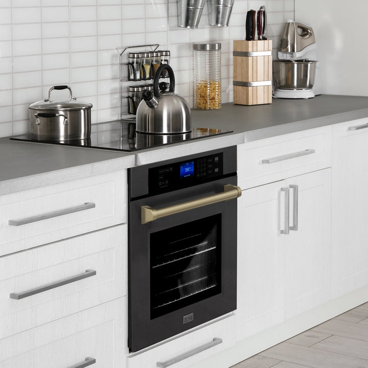 ZLINE 30" Autograph Edition Single Wall Oven with Self Clean and True Convection in Black Stainless Steel AWSZ-30-BS