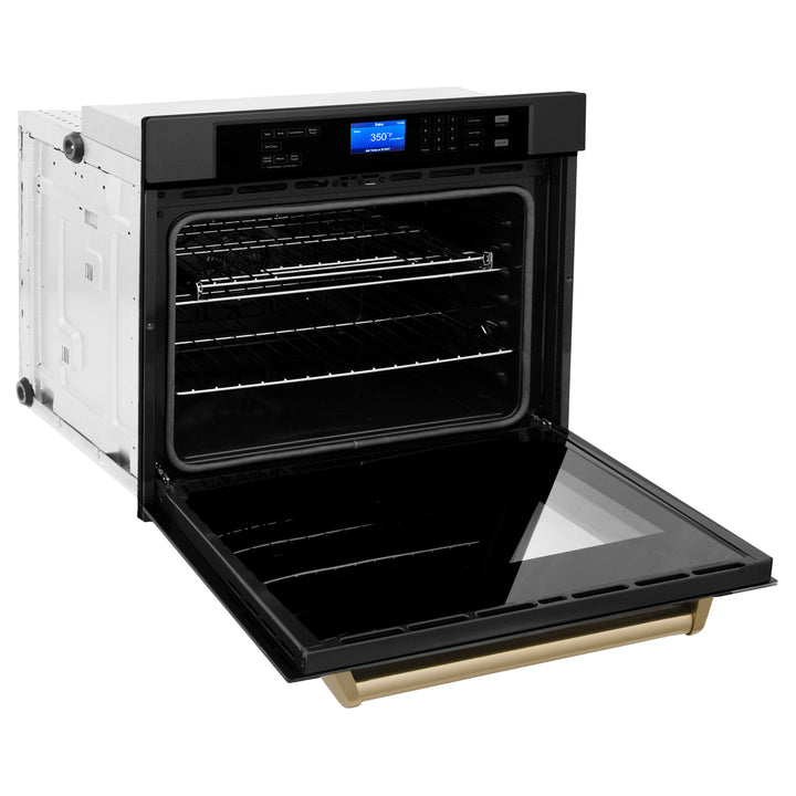 ZLINE 30" Autograph Edition Single Wall Oven with Self Clean and True Convection in Black Stainless Steel AWSZ-30-BS