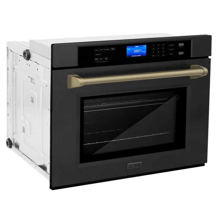 ZLINE 30" Autograph Edition Single Wall Oven with Self Clean and True Convection in Black Stainless Steel AWSZ-30-BS