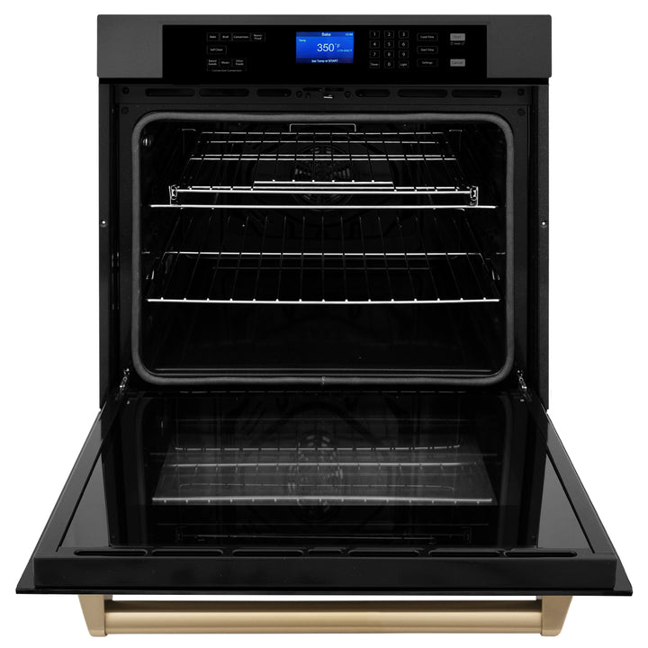 ZLINE 30" Autograph Edition Single Wall Oven with Self Clean and True Convection in Black Stainless Steel AWSZ-30-BS
