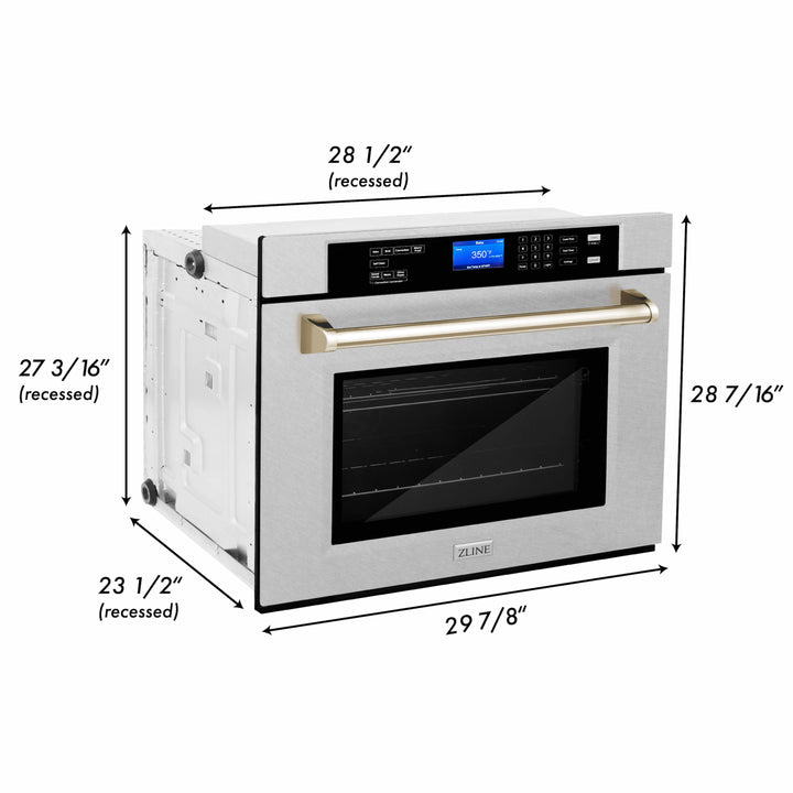 ZLINE 30" Autograph Edition Single Wall Oven with Self Clean and True Convection in Fingerprint Resistant Stainless Steel AWSSZ-30