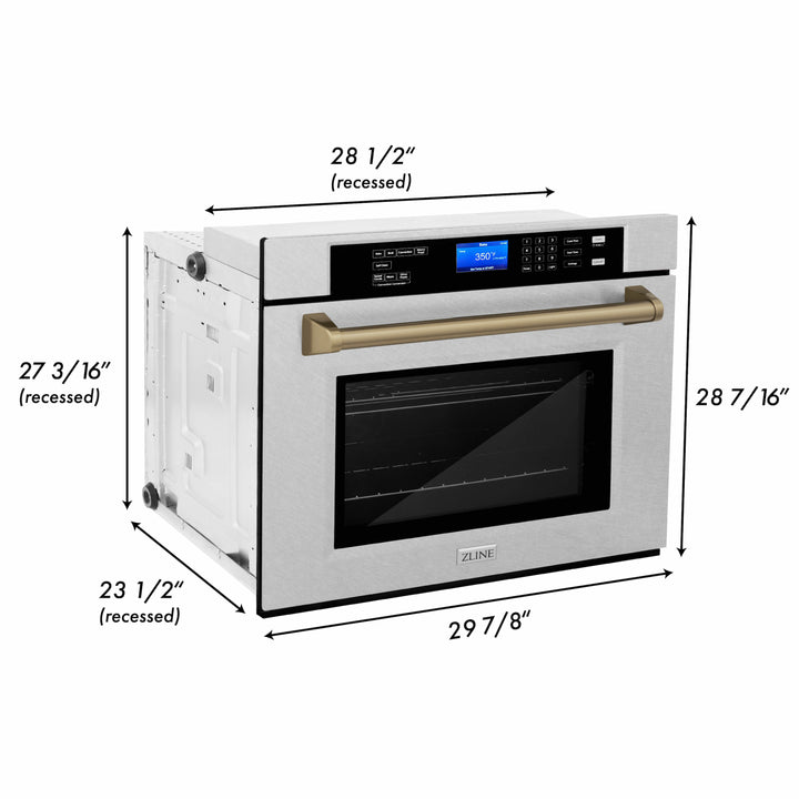 ZLINE 30" Autograph Edition Single Wall Oven with Self Clean and True Convection in Fingerprint Resistant Stainless Steel AWSSZ-30