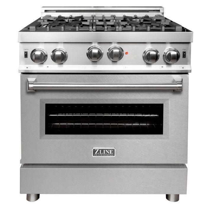 ZLINE Appliance Package - 30 in. Gas Range with DuraSnow® Door & 30 in. Range Hood - 2KP-RGSNRH30