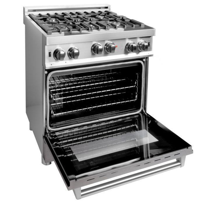 ZLINE Appliance Package - 30 in. Gas Range with DuraSnow® Door & 30 in. Range Hood - 2KP-RGSNRH30