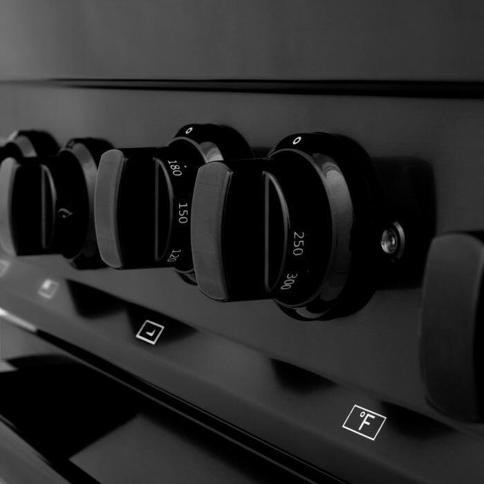 ZLINE Appliance Package - 30 in. Black Stainless Steel Gas Range, Range Hood, Microwave Drawer and Dishwasher 4KP-RGBRH30-MWDW