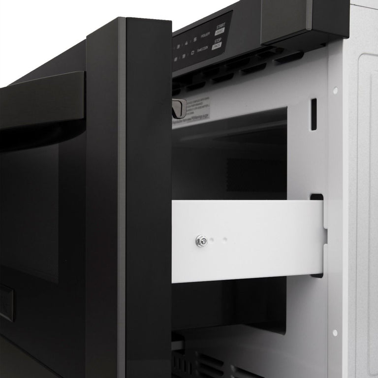 ZLINE Appliance Package - 30 in. Black Stainless Steel Gas Range, Range Hood, Microwave Drawer and Dishwasher 4KP-RGBRH30-MWDW