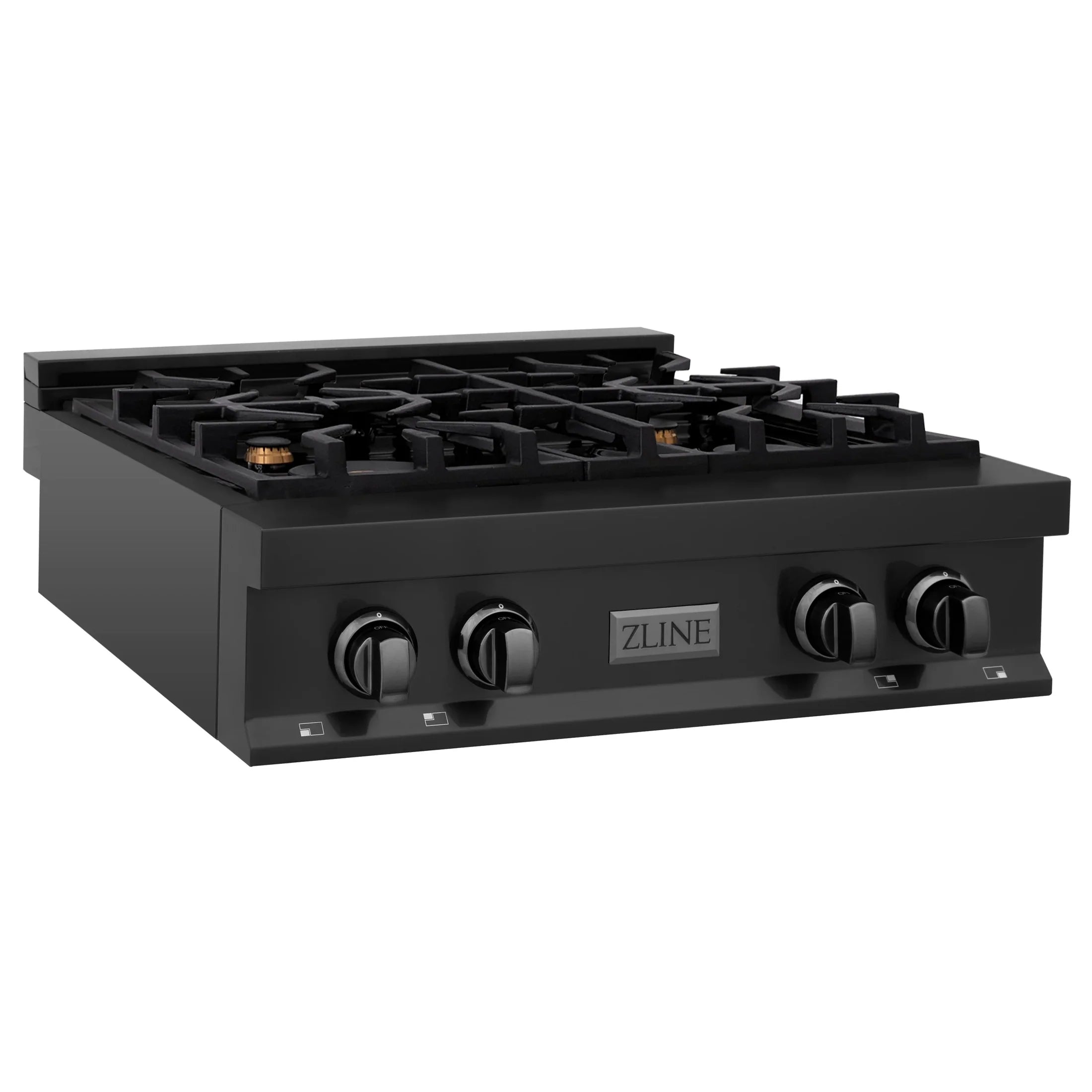 ZLINE 30" Porcelain Gas Stovetop in Black Stainless Steel with 4 Gas Brass Burners - RTB-BR-30