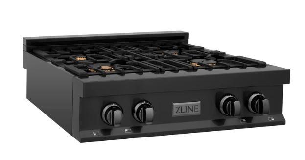 ZLINE 30" Porcelain Rangetop in Black Stainless with 4 Gas Burners