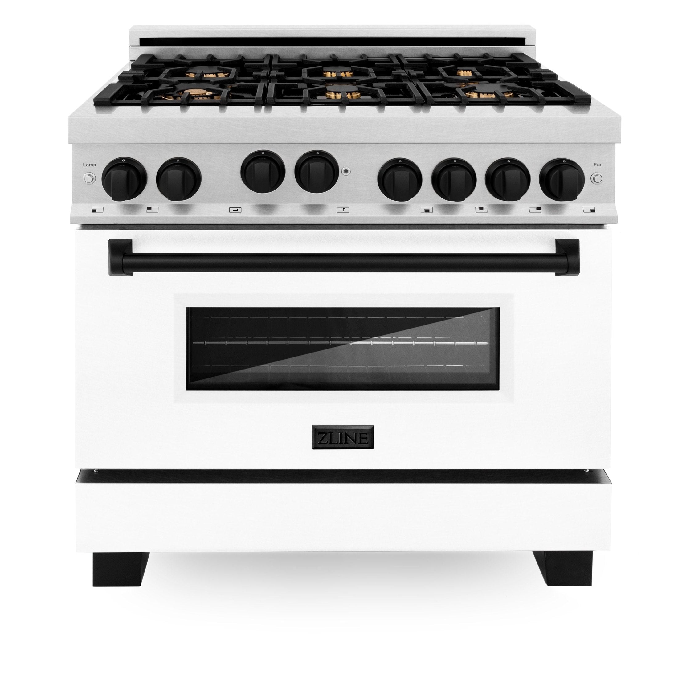 ZLINE 36" 4.6 cu. ft. Range with Gas Stove and Gas Oven in DuraSnow Stainless Steel with White Matte Door and Accents