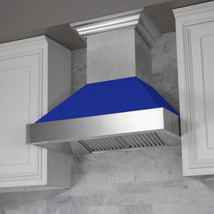 ZLINE Appliance Package - 36" Dual Fuel Range with Blue Matte Door & 36" Range Hood - 2KP-RASBMRH36