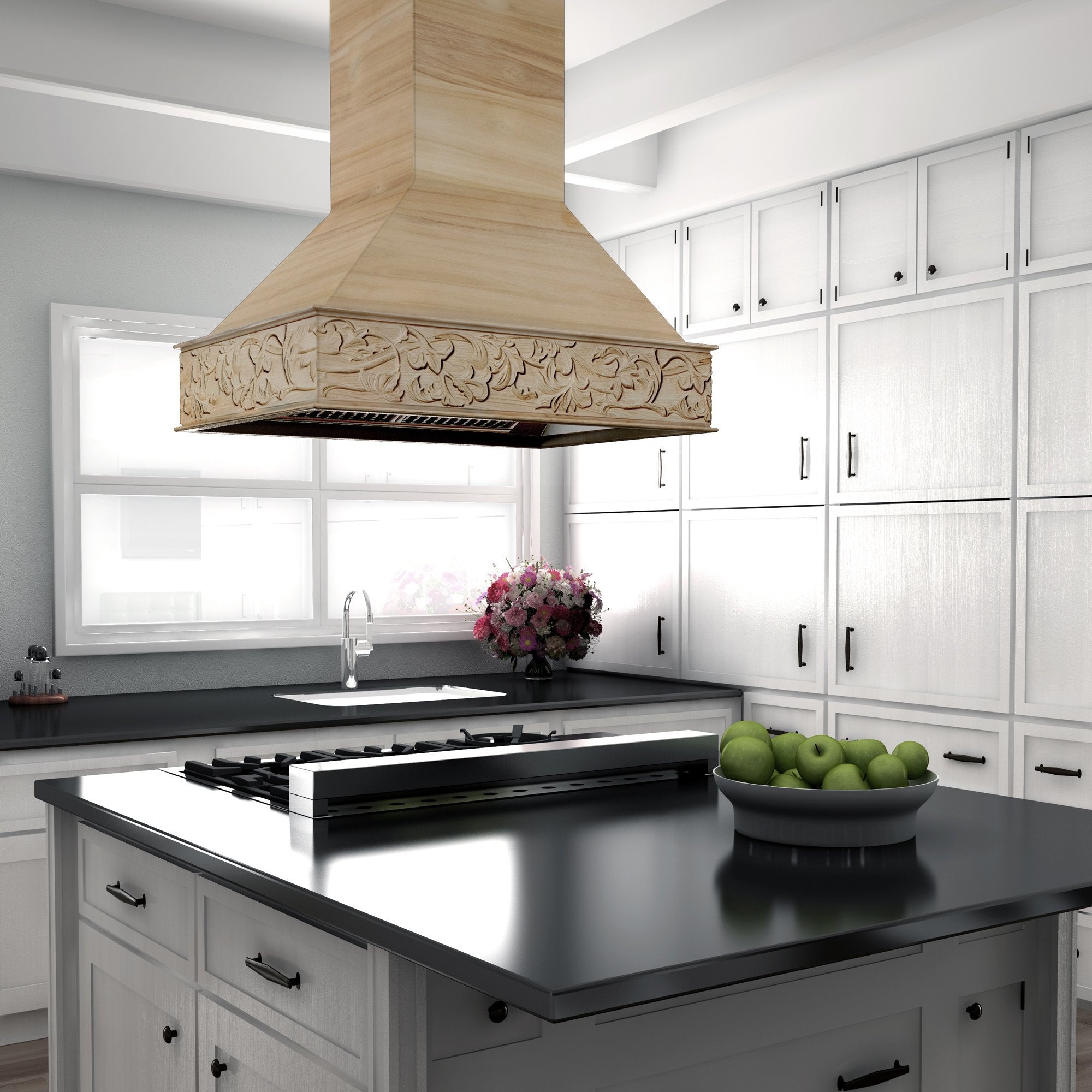 ZLINE 36 in. Unfinished Wooden Island Mount Range Hood