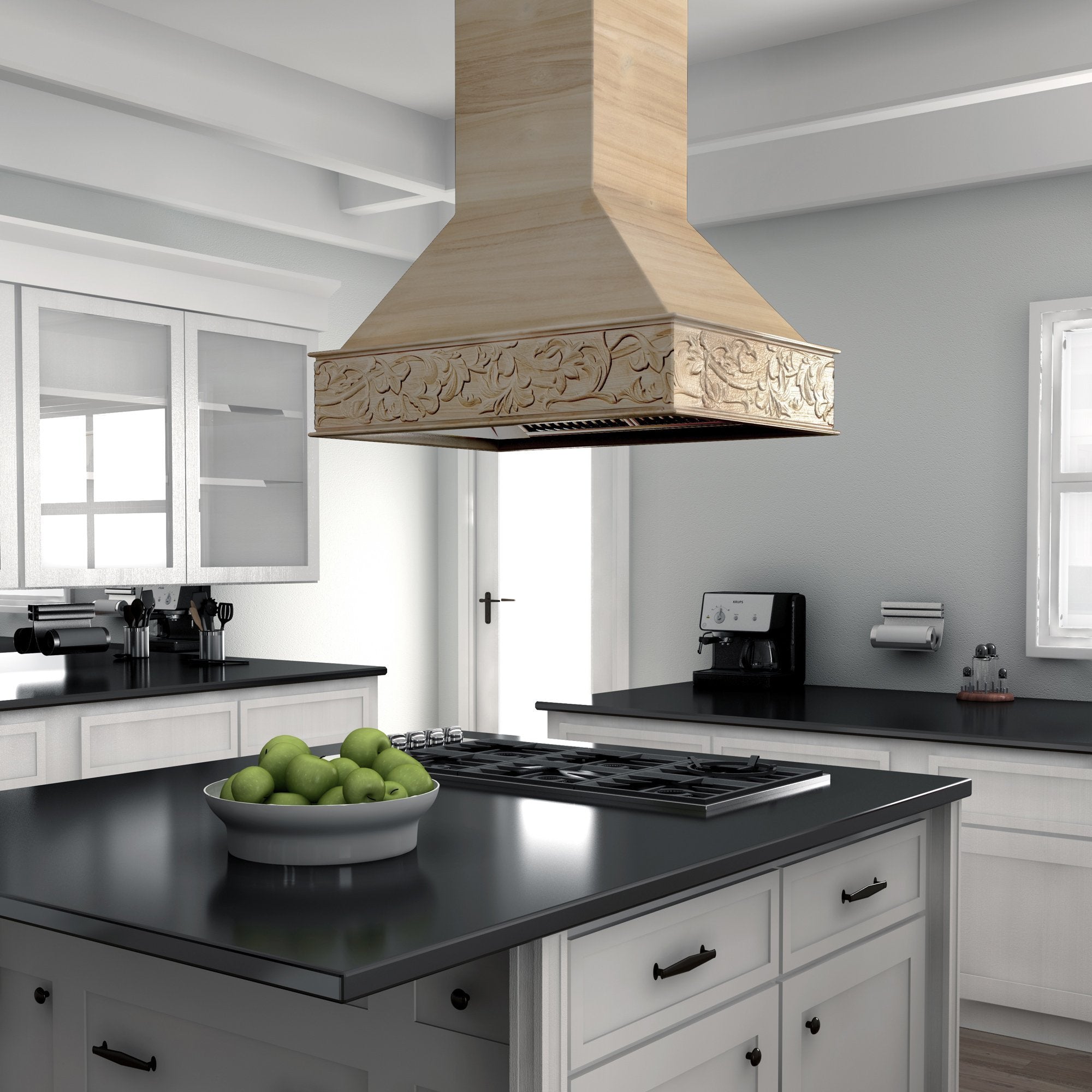ZLINE 36 in. Unfinished Wooden Island Mount Range Hood