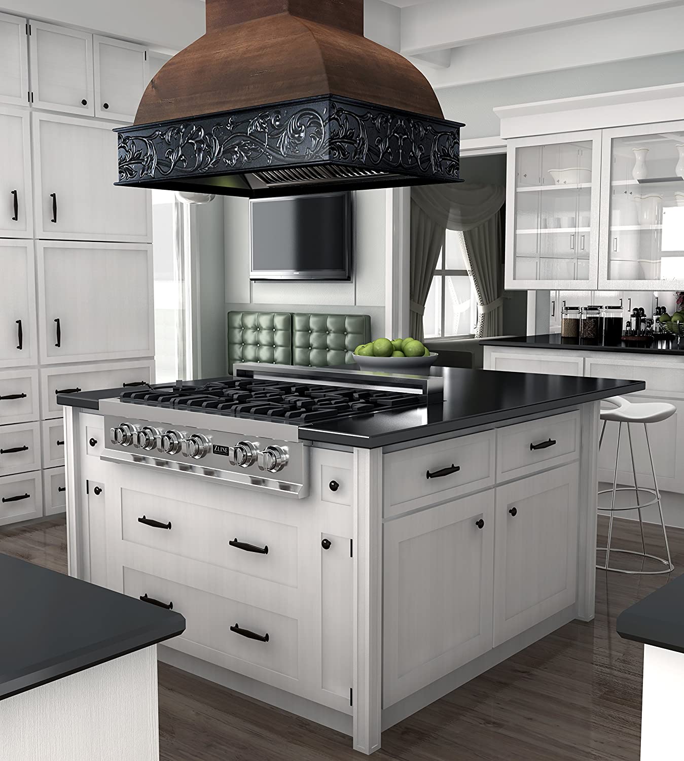 ZLINE 36 in. Wooden Wall Mount Range Hood in Antigua and Walnut - Includes Motor - 9393AR-36