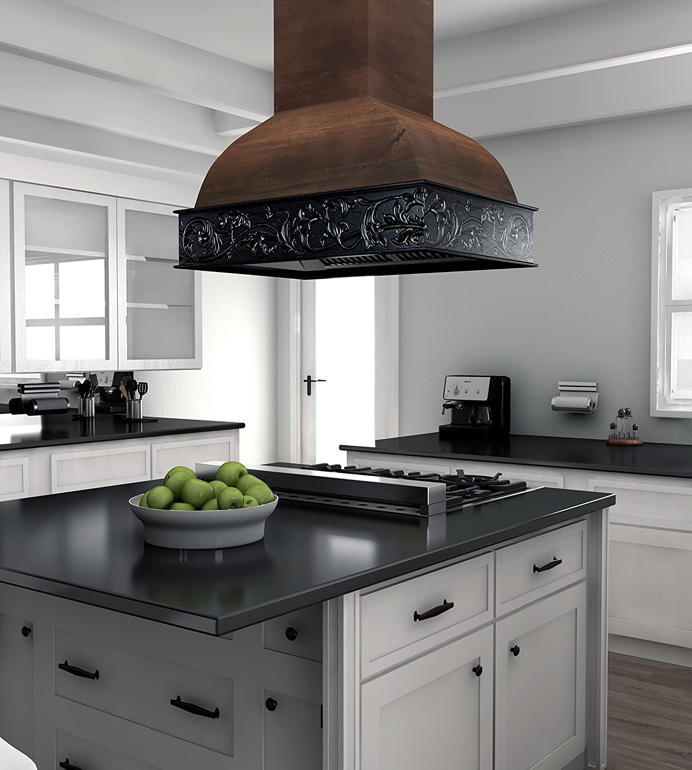 ZLINE 36 in. Wooden Wall Mount Range Hood in Antigua and Walnut - Includes Motor - 9393AR-36