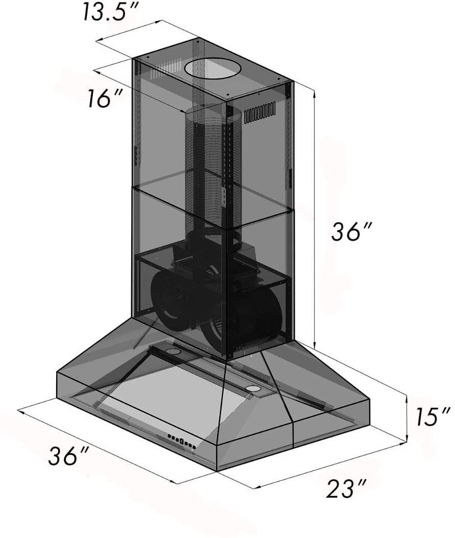 ZLINE 36 in. Wooden Wall Mount Range Hood in Antigua and Walnut - Includes Motor - 9393AR-36