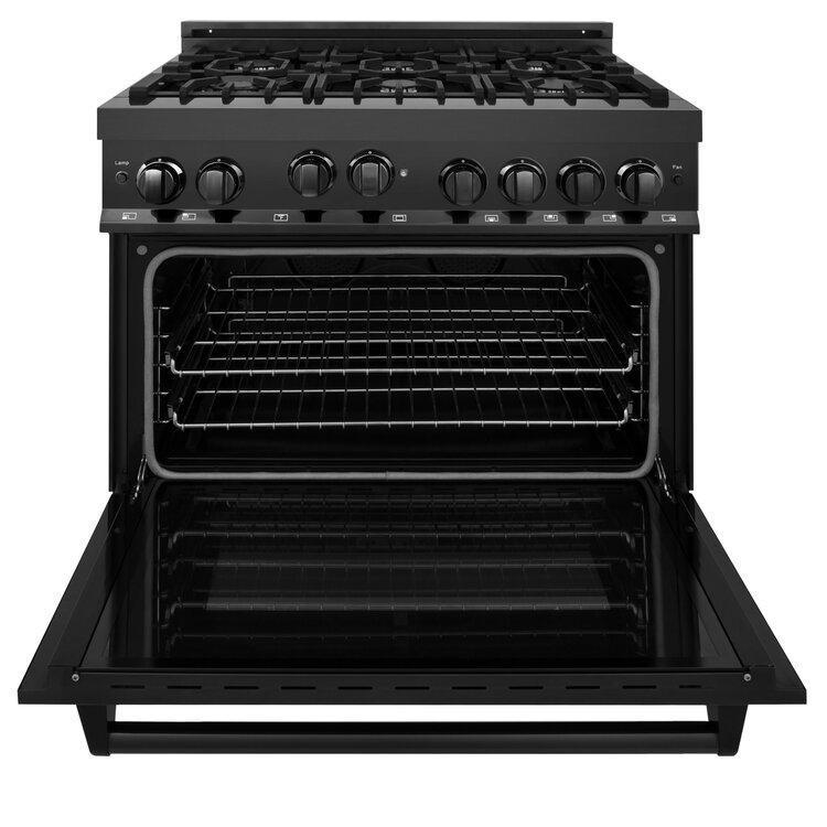 ZLINE 36” Professional Black Stainless Gas Range and Gas Oven