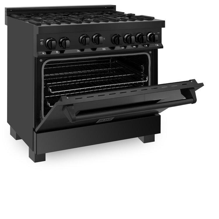 ZLINE 36” Professional Black Stainless Gas Range and Gas Oven