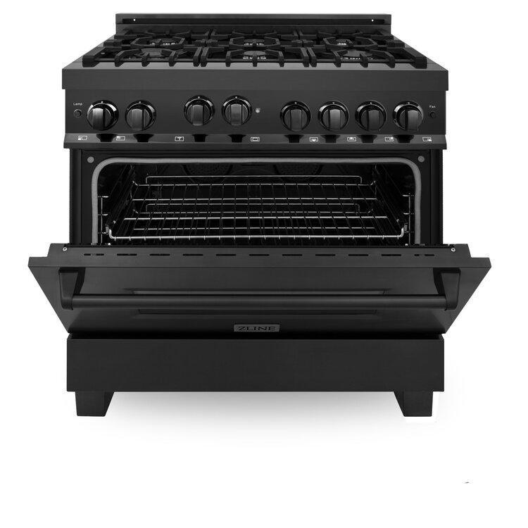 ZLINE 36” Professional Black Stainless Gas Range and Gas Oven