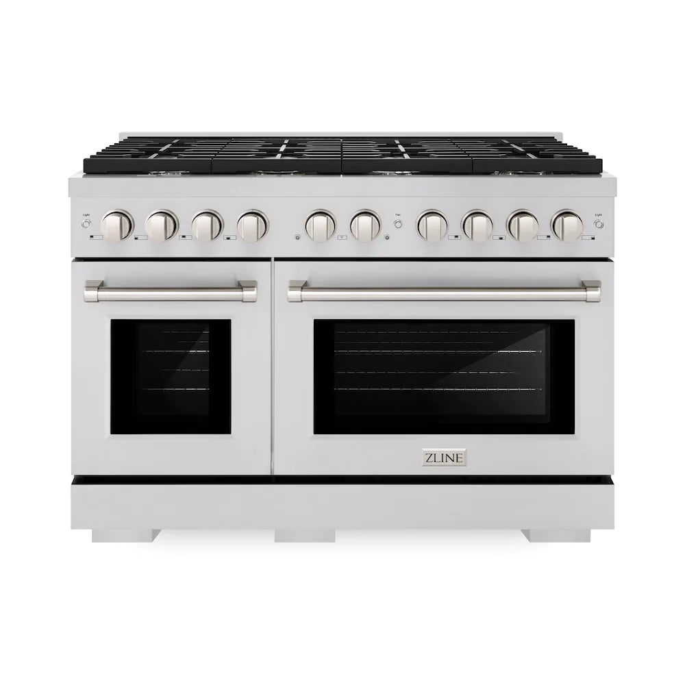 ZLINE 48 in. 6.7 cu. ft. 8 Burner Double Oven Gas Range in Stainless Steel