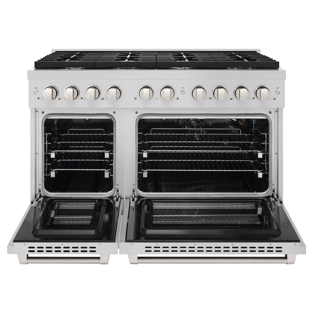 ZLINE 48 in. 6.7 cu. ft. 8 Burner Double Oven Gas Range in Stainless Steel