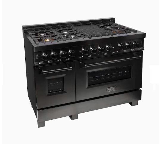 ZLINE 48" Professional Black Stainless Dual Fuel Range