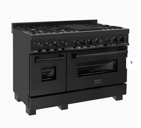 ZLINE 48" Professional Black Stainless Dual Fuel Range