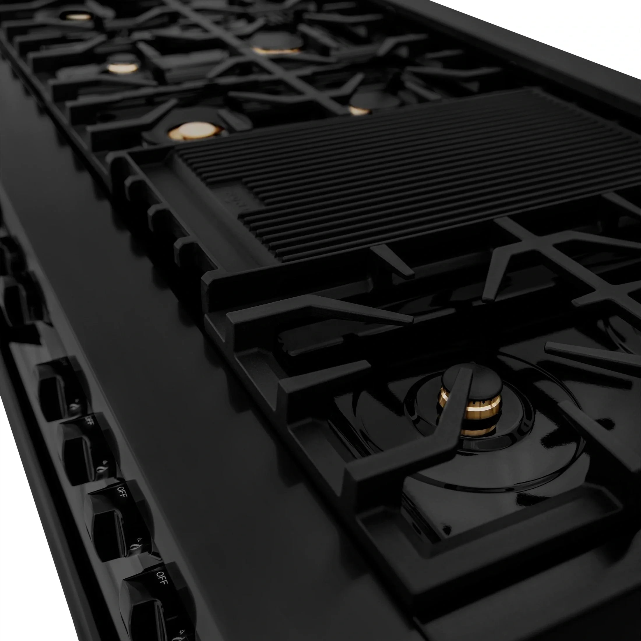 ZLINE 60" 7.4 cu. ft. Dual Fuel Range with Gas Stove and Electric Oven in Black Stainless Steel with Brass Burners